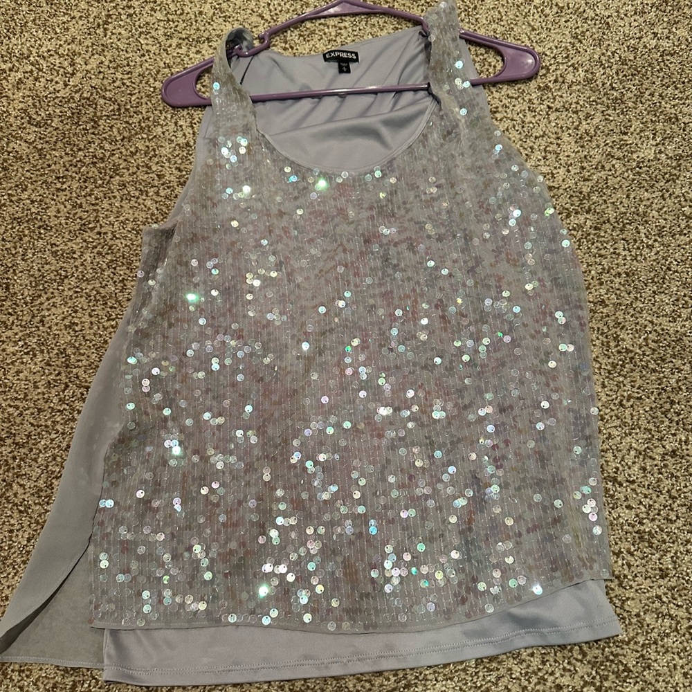 Express Gray sequined tank
